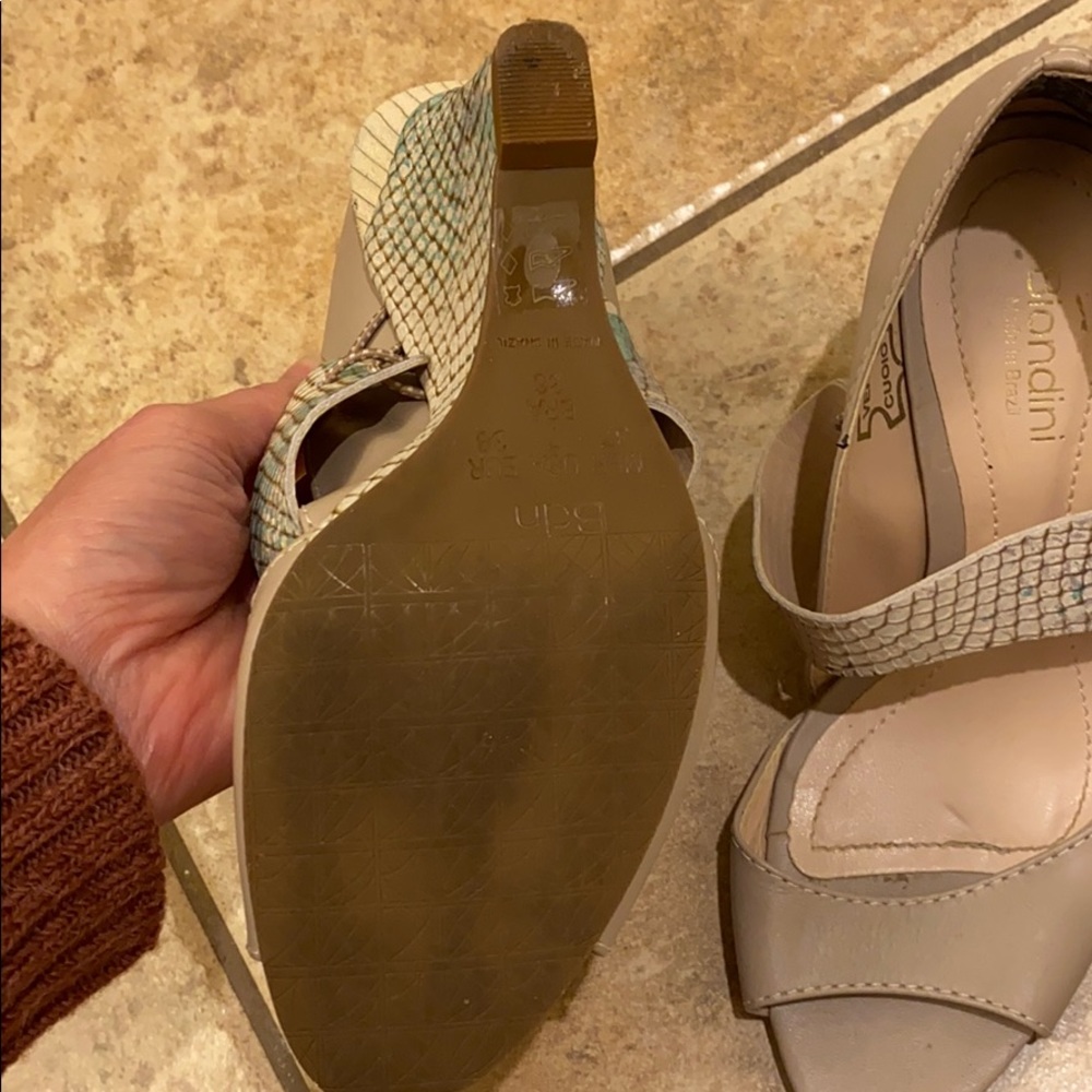 Tan With Snake Print Wedge Worn Once - image 4